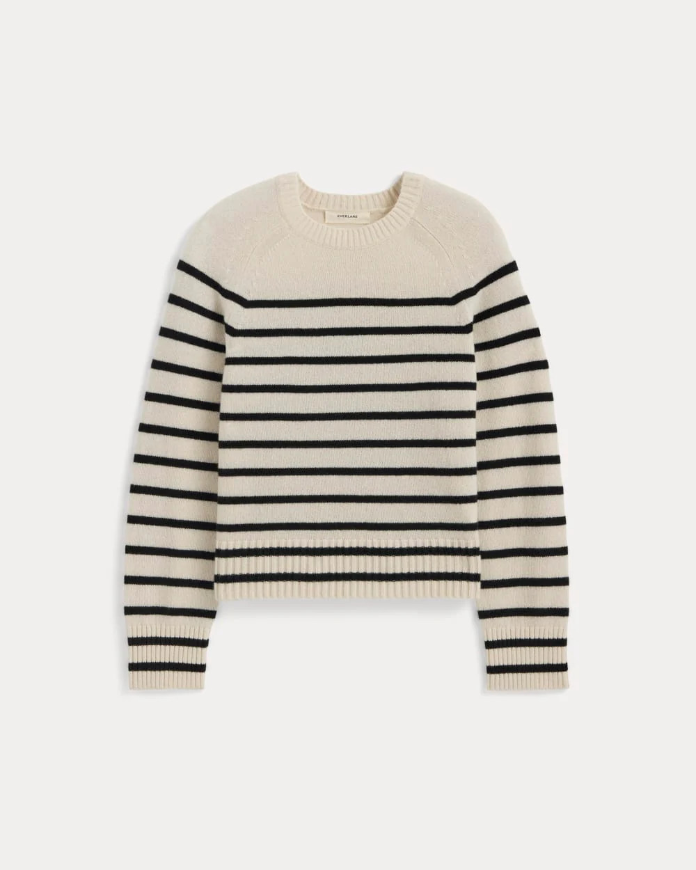 The Boxy Crew in Cashmere | Bone / Black | Everlane