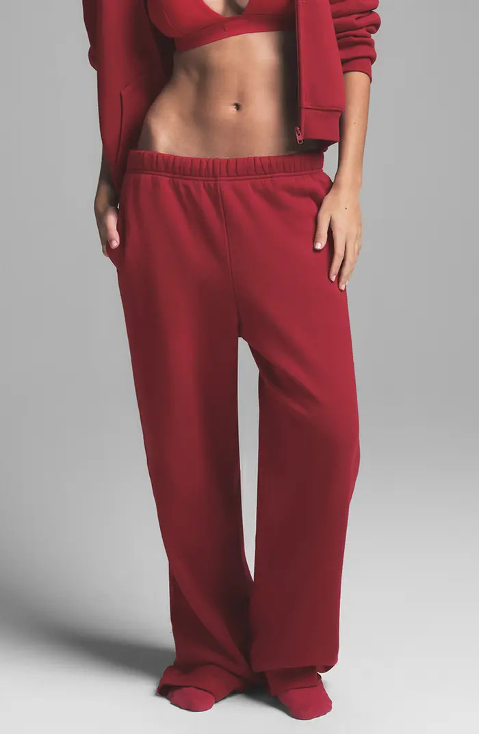 Cotton Blend Fleece Classic Straight Leg Pants | Nordstrom