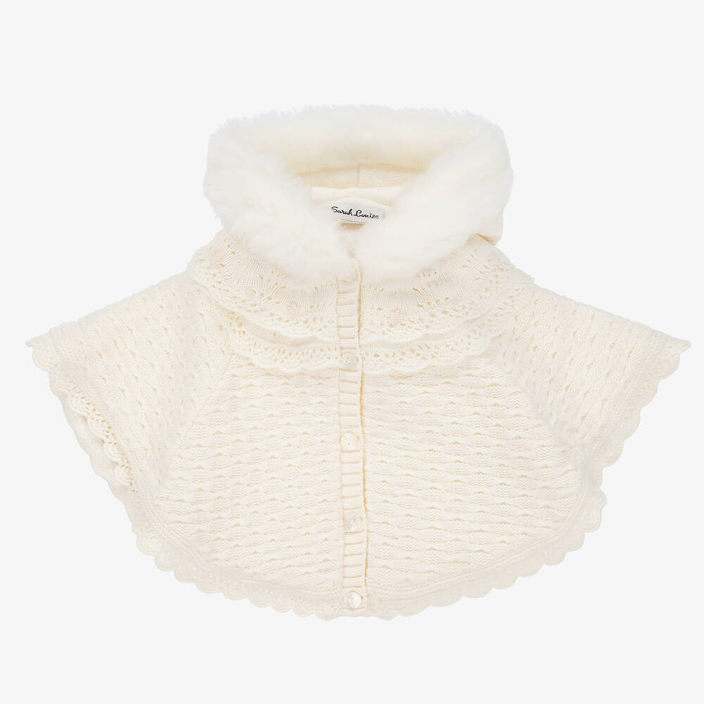 Girls Ivory Knitted Cape | Childrensalon