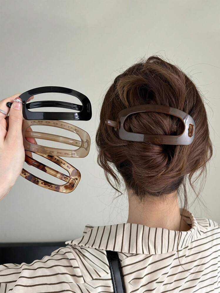 Trends4pcs Minimalist Ellipse Shape Hair Clips, Elegant Women's Hair Accessories, For Holding Hai... | SHEIN