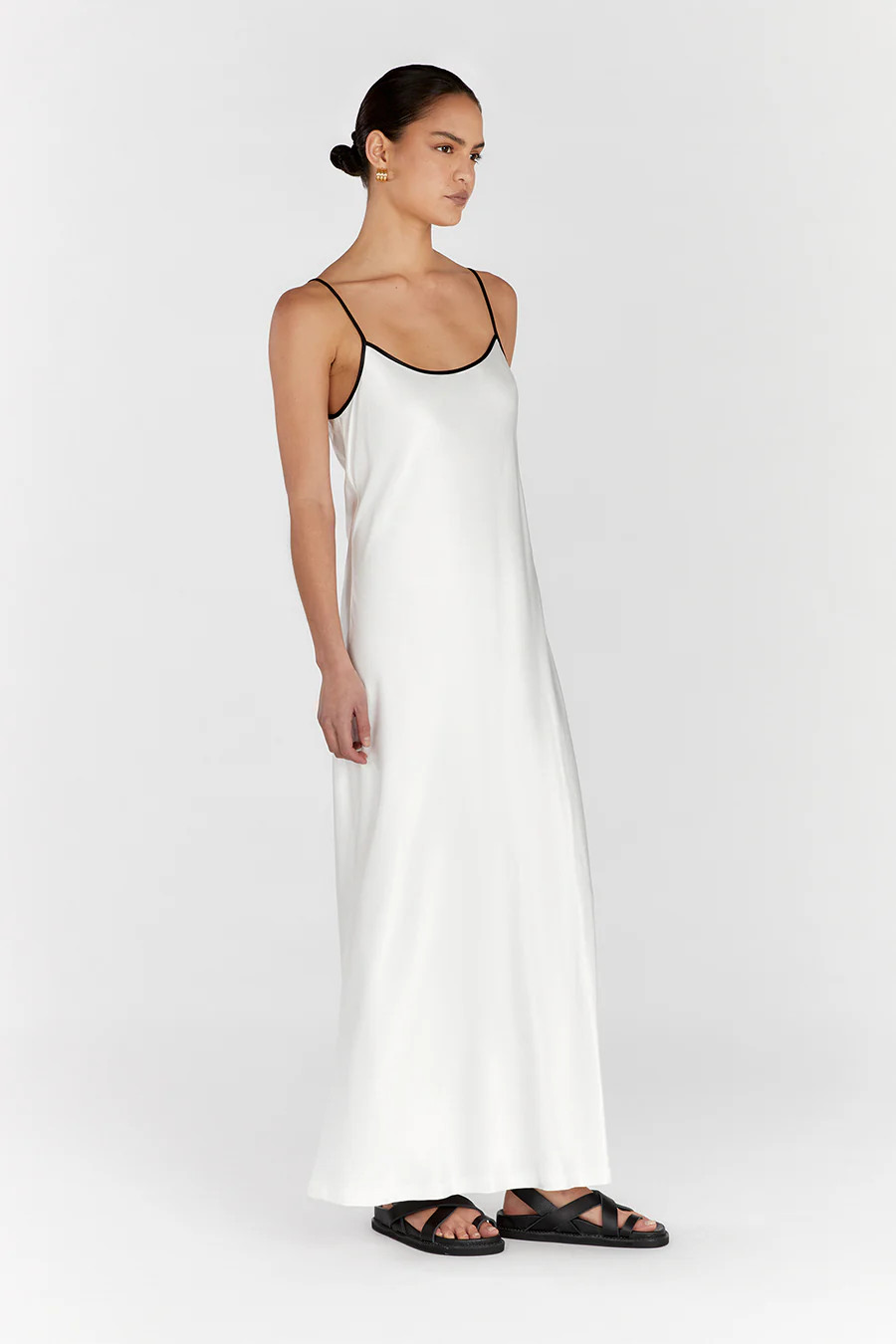LETTY WHITE SATIN CONTRAST DRESS | DISSH
