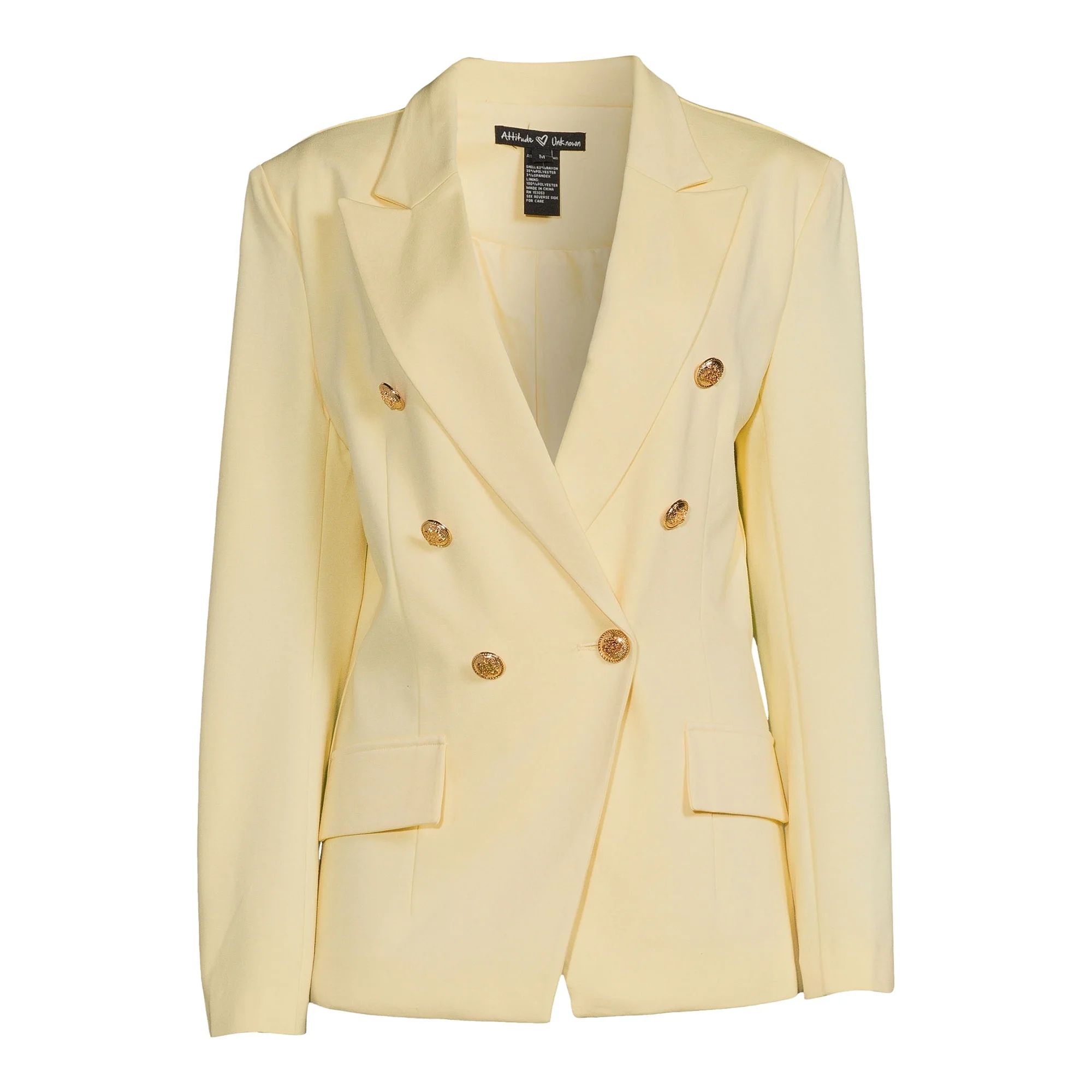 Attitude Unknown Women's and Women's Plus Double Breasted Blazer with Metallic Buttons | Walmart (US)