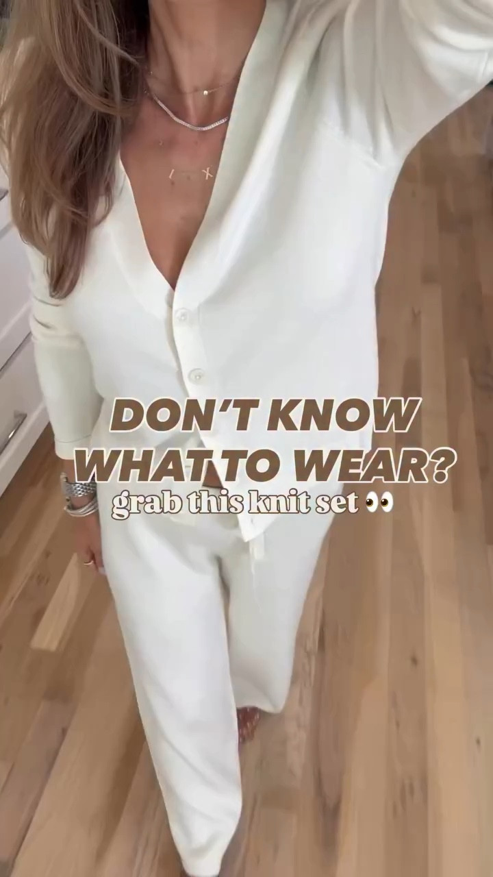 You know it’s good when you want it in every color ☺️ and I just saw it’s 40% off! Code VIPONLY

If you’re like me, you love a matching set, and this one does.not.disappoint! The fabric is a nice, thicker, but breathable knit. Super soft, flattering, and petite friendly! You can wear it with the matching cardigan multiple ways, or it comes in a matching knit polo. Im 5’1 and wearing xs 

knit set outfit. matching knit set, elevated loungewear set, chic matching set, neutral two piece outfit, minimal outfit ideas, effortless outfit set, capsule wardrobe pieces, multiple ways to style, wear on repeat outfits, mix and match outfits

#neutralstyle #cozyoutfit #everydayfashion #effortlesslooks #springoutfitinspo

#LTKPetite #LTKOver40 #LTKSeasonal