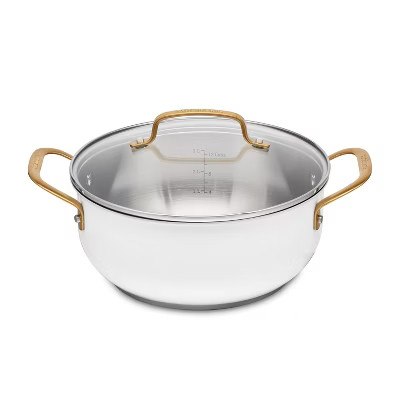 Cuisinart Classic 4.5qt Stainless Steel Dutch Oven with Cover and Brushed Gold Handles Matte Whit... | Target