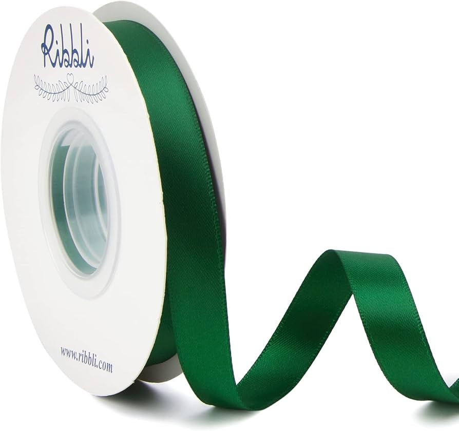 Ribbli Forest Green Double Faced Satin Ribbon,1/2 Inch x Continuous 25 Yards,Use for Craft Bows B... | Amazon (US)