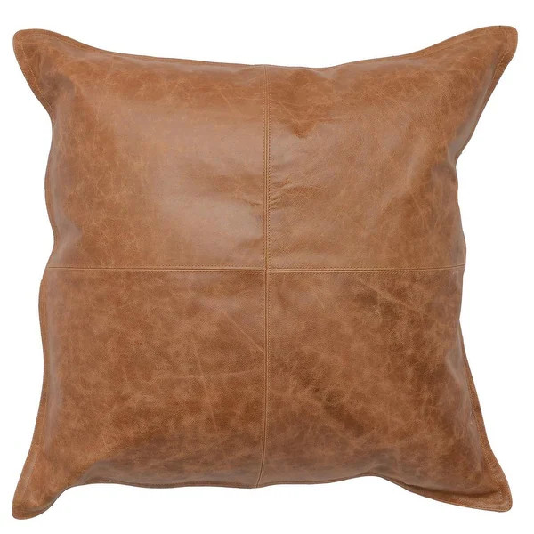 Strick & Bolton Lindi Leather 22-inch Throw Pillow - Overstock - 21529679 | Bed Bath & Beyond