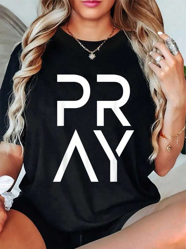 100% Cotton Casual Tshirt Pray God Jesus Christ Faith For Prayer Warrior Christian T-Shirt | SHEIN