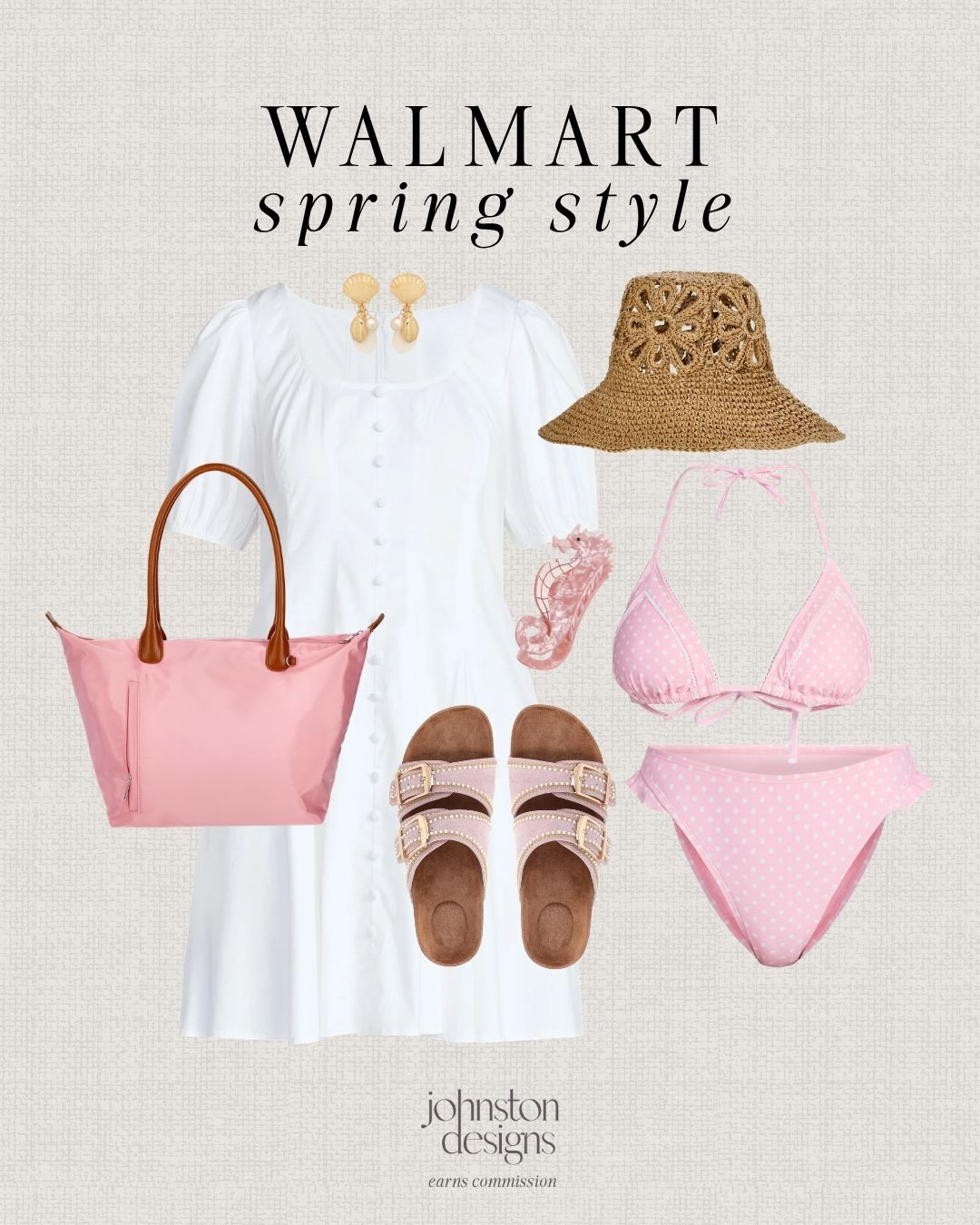 Walmart spring style featuring white dress, pink swimsuit, straw hat, sandals, and feminine accessories for a chic vacation ready outfit. 🌸

walmart fashion, spring outfit, vacation outfit, white dress outfit, pink swimsuit, beach outfit, summer outfit ideas, straw hat, sandals outfit, tote bag, feminine style, affordable fashion 

 #LTKootd #LTKSeasonal #LTKSwim