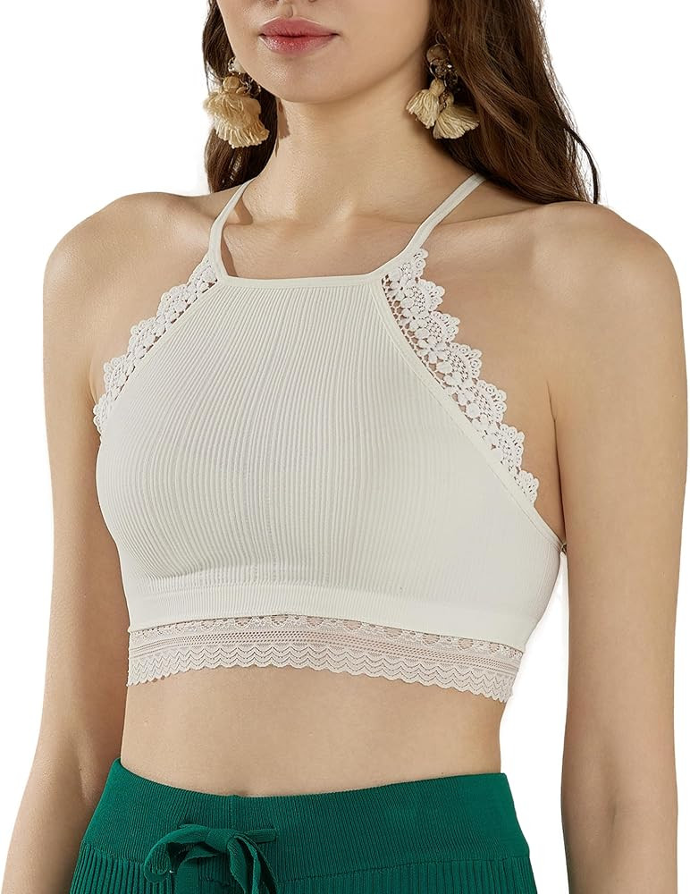 noflik Women's Seamless Crochet Lace & Strappy Back Detail Bralette(Off White, S) at Amazon Women... | Amazon (US)