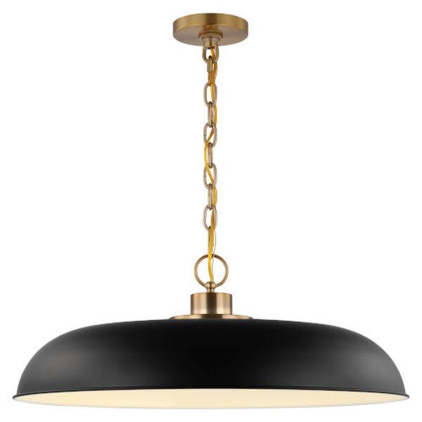 Colony Matte Black and Burnished Brass 24-Inch One-Light Pendant | Bellacor