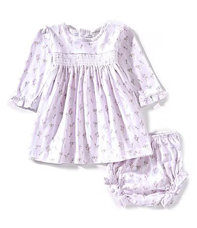 Kissy Kissy Baby Girls Long-Sleeve StripedFloral Bouquet Printed Fit-And-Flare Dress - 3/6 Months | Dillard's
