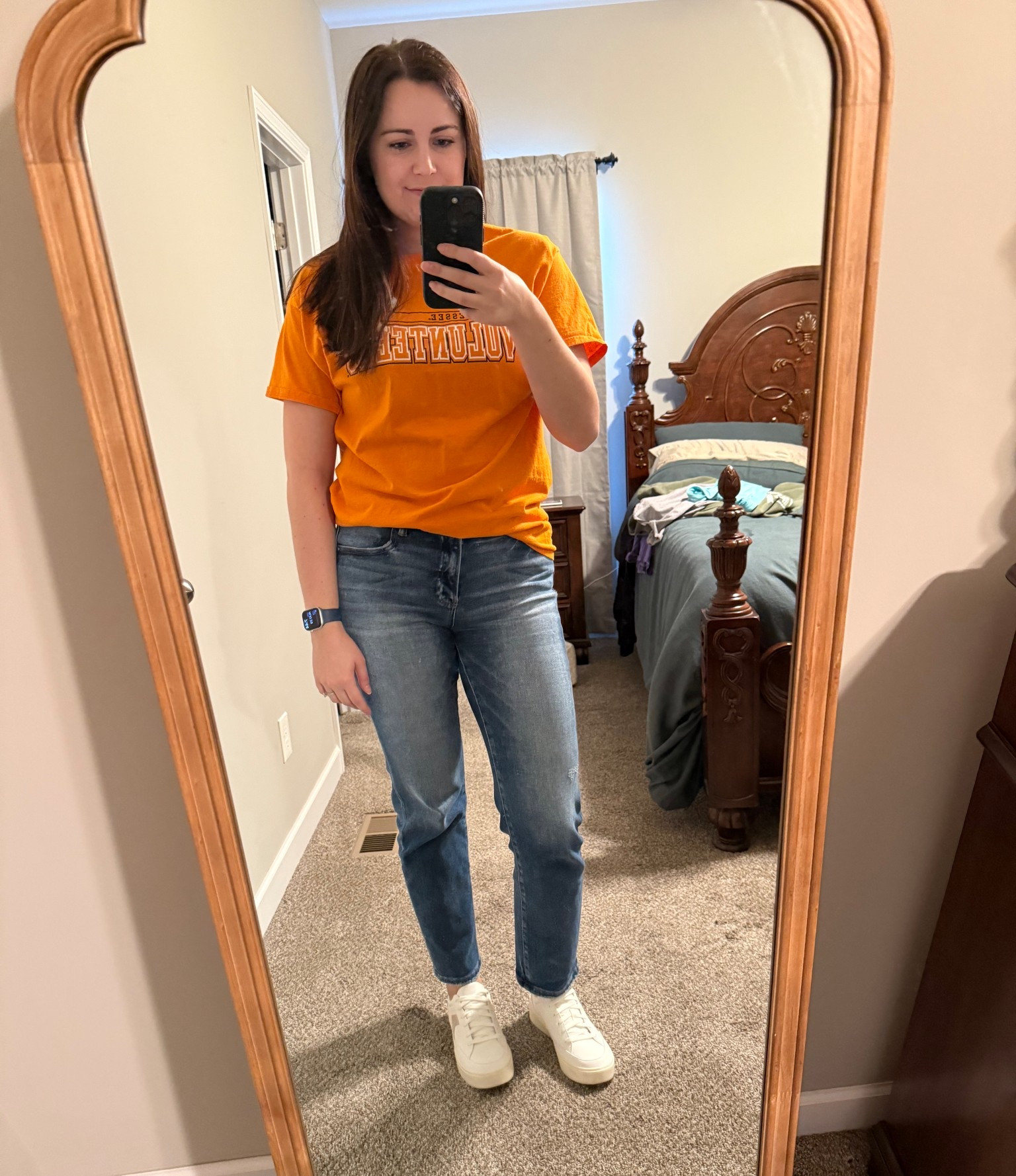 Tennessee football starts this weekend!!! 🏈🧡 I had to wear a TN shirt to work today! Really really loving these Risen jeans that go perfectly with my Dr. Scholl’s sneakers! 
College football, school spirit, football season, jeans, sneakers, work ootd, casual Friday outfit

#LTKSeasonal