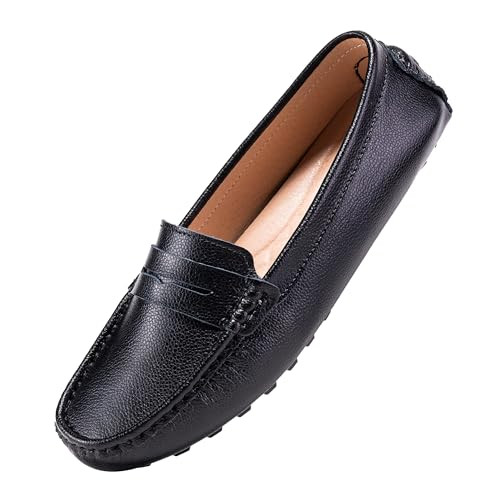 BEAUSEEN Black Penny Loafers for Women Size 6.5 Genuine Leather Women's Driving Loafers,6.5 US | Amazon (US)