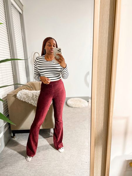 Found these burgundy corduroy flared pants on sale and love them for wfh fall outfits.  

#LTKunder50 #LTKsalealert #LTKSeasonal