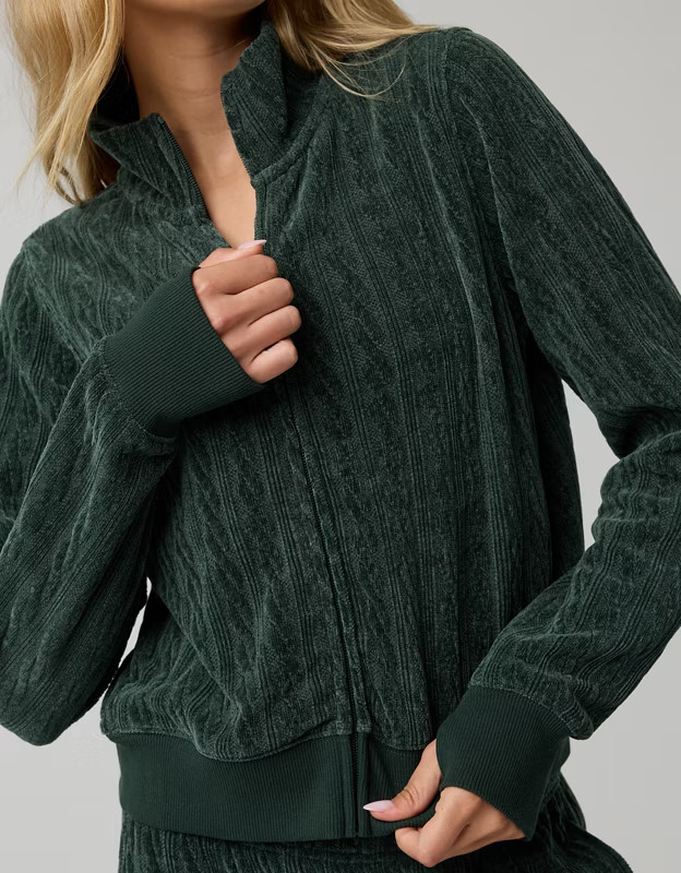OFFLINE By Aerie Cable Lounge Full Zip | Aerie