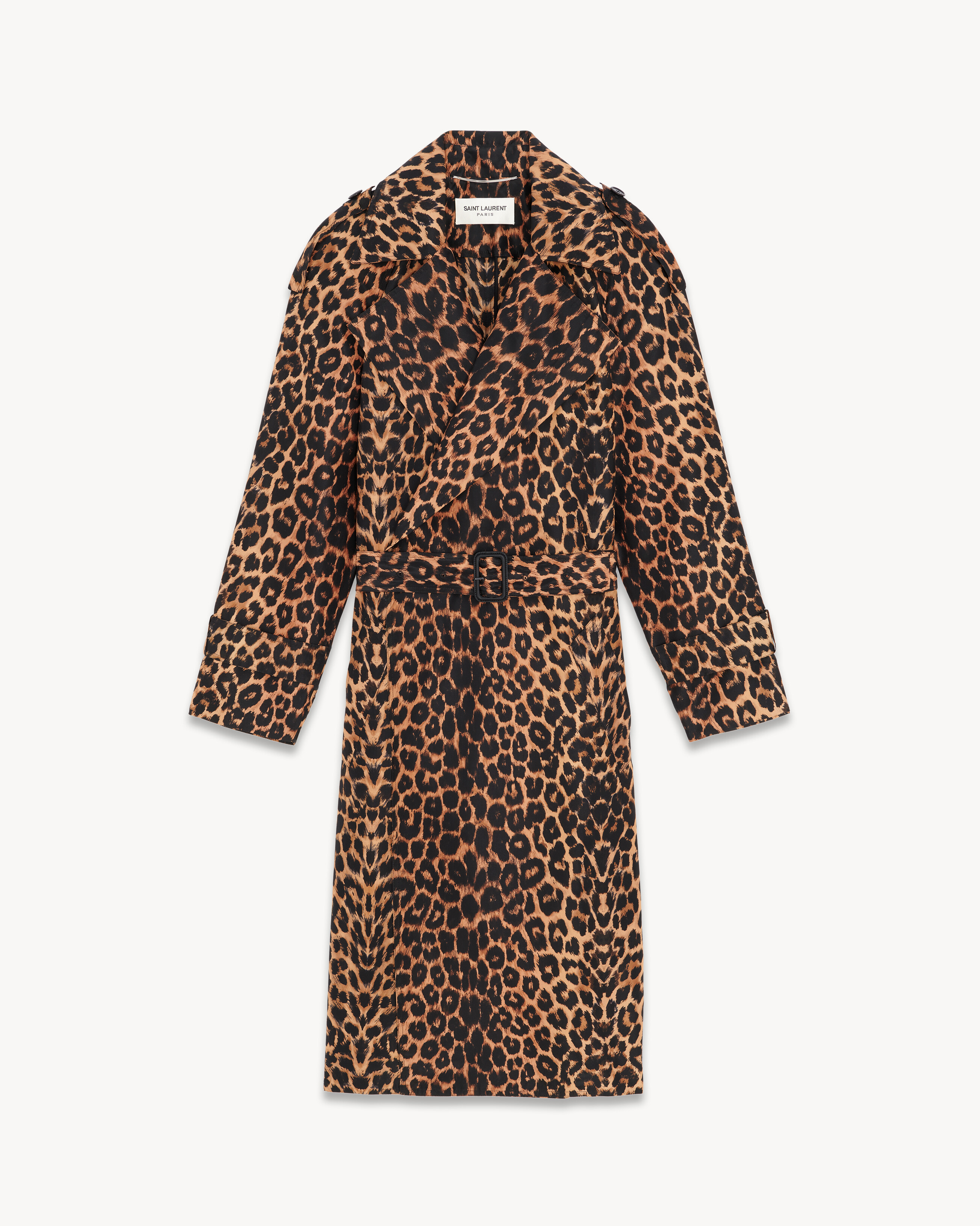 Trench Coat In Leopard Silk Taffeta Amber 42 | Saint Laurent Inc. (Global)