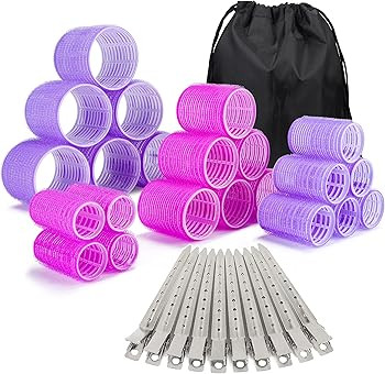 33 Pcs Hair Rollers set, Self Grip Hair Rollers for Long Medium Short Hair, ELASO Jumbo Large med... | Amazon (US)