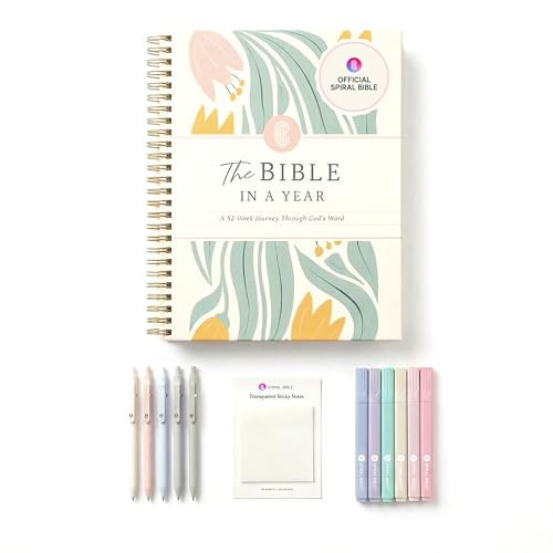 Official Spiral Bible™ Bible in a Year Essentials Bundle Hardcover | 365-Day Guided Reading Plan Companion with Study Guide, Pastel Highlighters, Pens & Transparent Sticky Notes for Any Translation | Amazon (US)