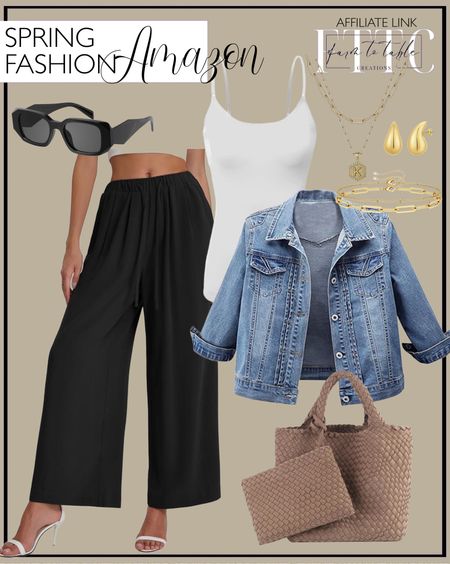 Amazon Spring Fashion. Follow @farmtotablecreations on Instagram for more inspiration.

Bloggerlove Womens Linen Palazzo Pants Summer Casual Boho Wide Leg High Waist Lounge Beach Trousers with Pockets. Air Curvey 4 Piece Camisoles for Women Basic Camis Undershirt Adjustable Spaghetti Strap Tank Top. AMEBELLE Women's 3/4 Sleeve Strech Distress Slim Crop Denim Jean Trucker Jacket. LIKEBAG Women Tote Bag Large Neoprene Tote Bag Fashion Woven Bag Neoprene Tote Handbag Roomy Shoulder Bags for Beach. M MOOHAM Dainty Gold Necklace for Women - 14K Solid Gold Over Layering Necklaces for Women Cute Hexagon Letter Initial. Dainty Gold Bracelets for Women, 14K Gold Filled Adjustable Layered Bracelet Cute Evil Eye Oval Chain Pearl Bar Turtle Gold Bracelets for Women Jewelry. Apsvo Chunky Gold Hoop Earrings for Women. mosanana Trendy Rectangle Sunglasses for Women. 

OOTD. Spring Outfit. Summer Outfit. Date Night. Country Concert Outfit. 


#LTKSaleAlert #LTKOver40 #LTKStyleTip