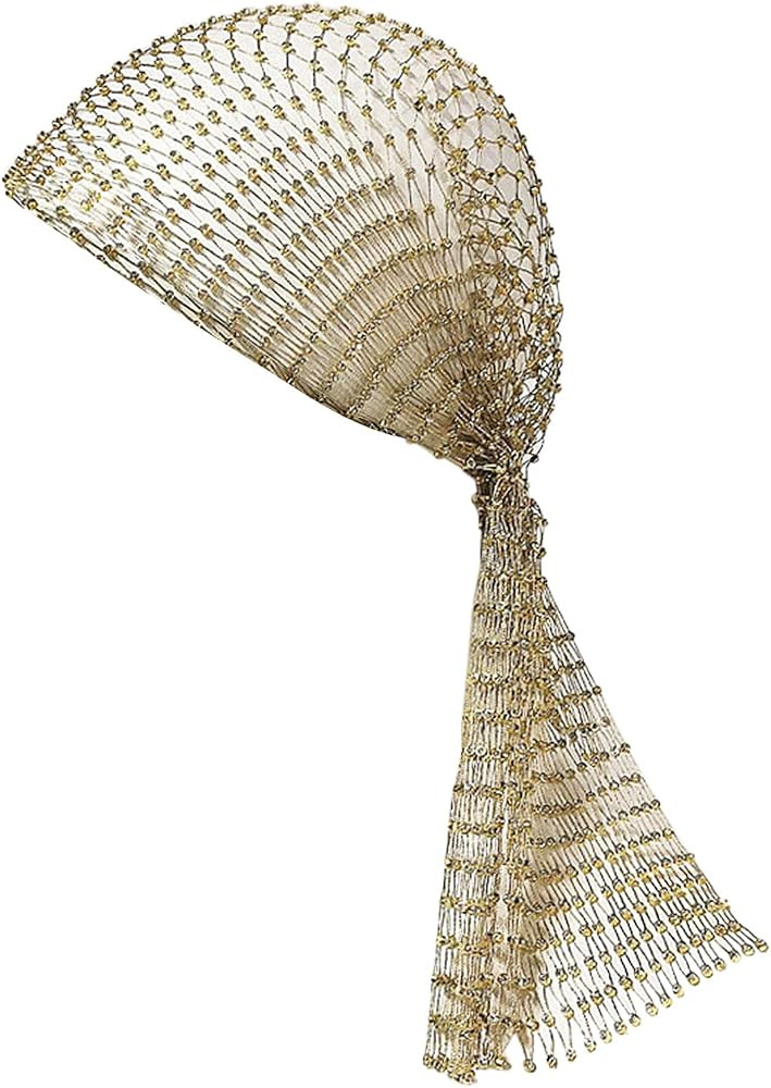 TINAYAUE Bling Hollow Headdress Veil Cap Fishnet Elastic Headband with Rhinestone Hollow Mesh Hea... | Amazon (UK)