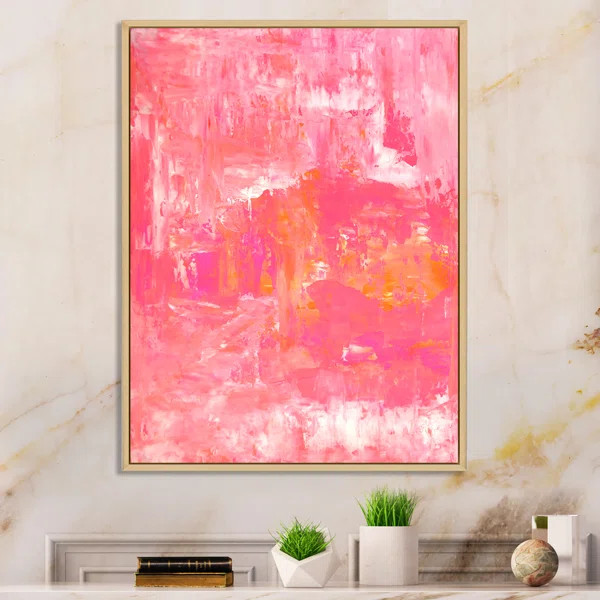Orange And Pink Abstract Art Colorfields Framed On Canvas Print | Wayfair North America