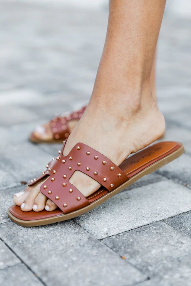 Carrie Camel and Gold Studded Sandals FINAL SALE | Pink Lily