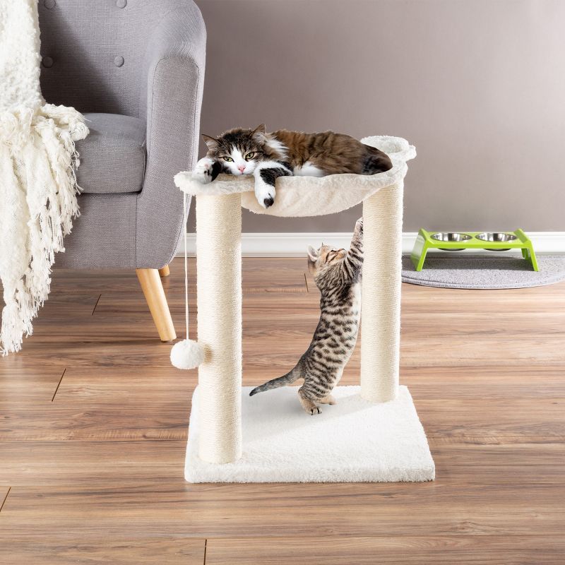 Pet Adobe Cat Tree and Scratcher - Hammock-Style Cat Lounging Bed and Interactive Hanging Toy - 1... | Target