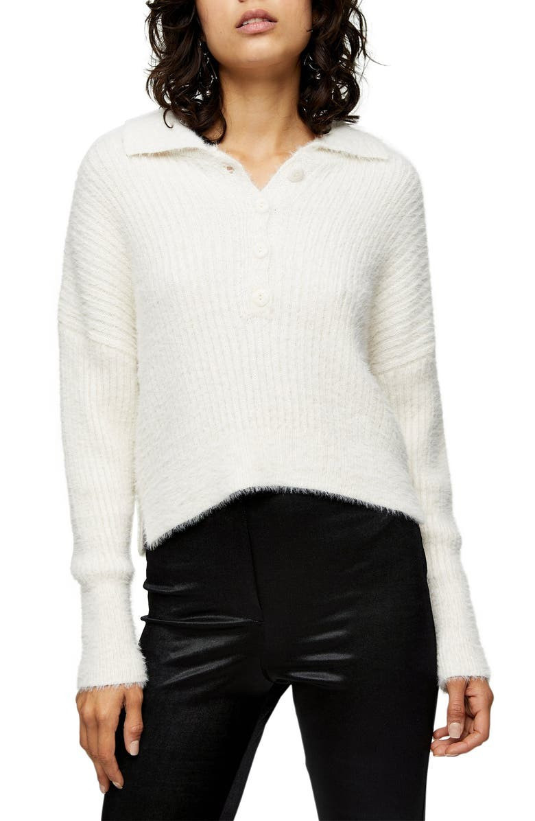Rib Knit Polo Cardigan | Nordstrom