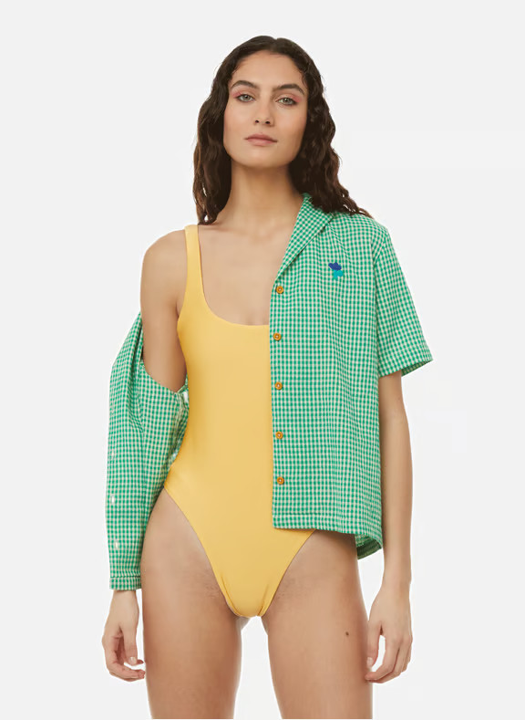 Maillot de bain une pièce satiné - Jaune | Printemps.com (FR & UK)