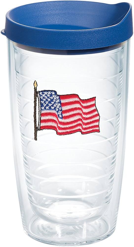 Tervis American Flag Insulated Tumbler with Emblem and Blue Lid, 16 oz - Tritan, Clear | Amazon (US)