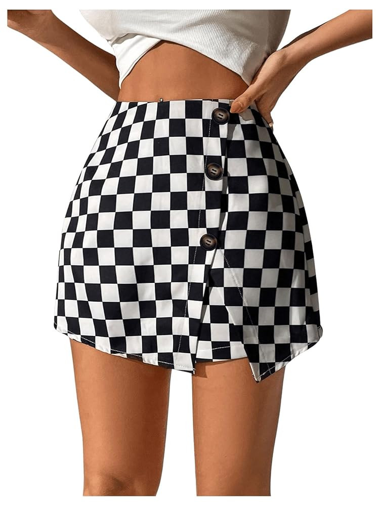 Floerns Women's Casual Asymmetrical High Waisted Bodycon Pencil Skirt Shorts | Amazon (US)