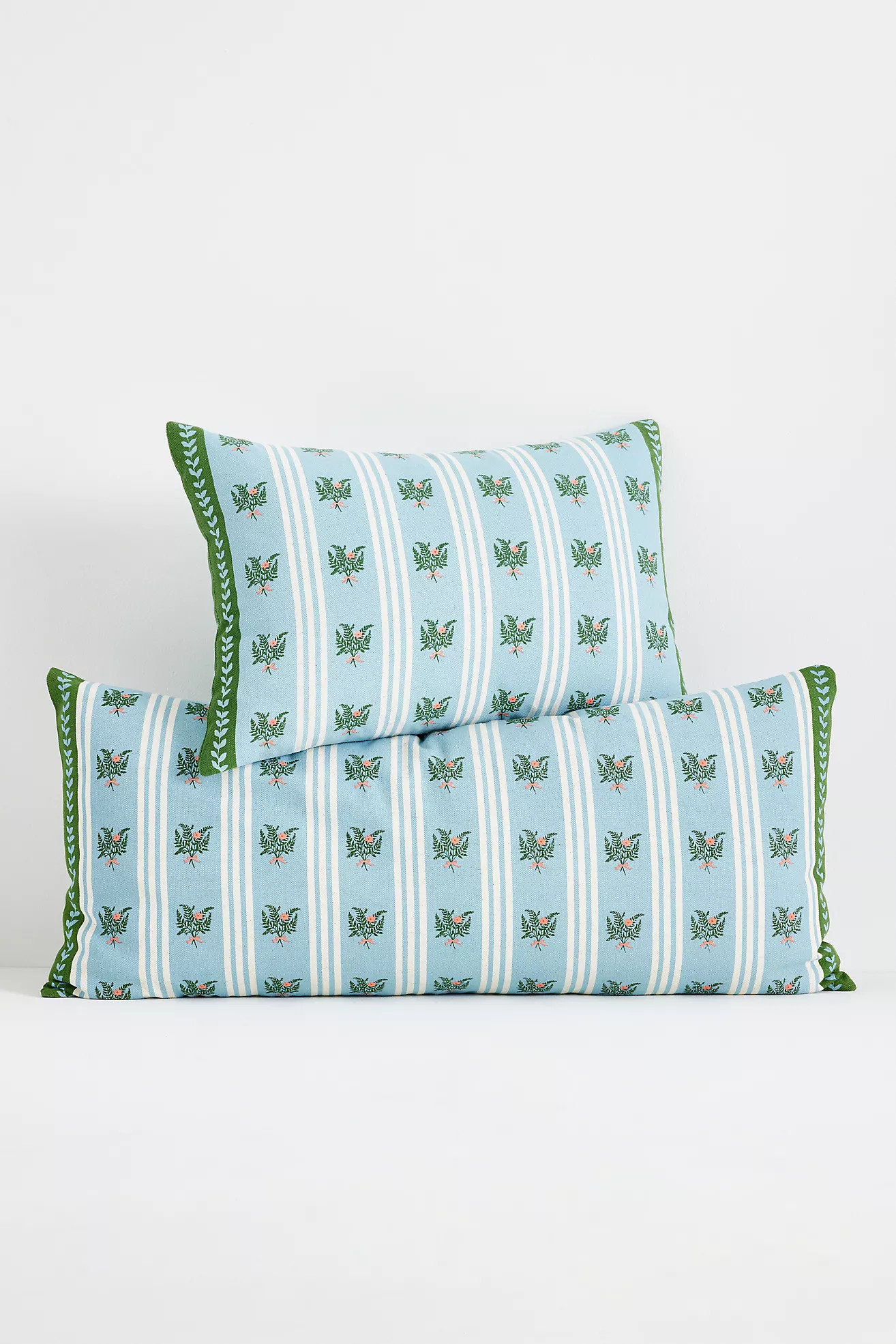 Tess Cotton Screen Printed Floral Striped Pillow | Anthropologie (US)