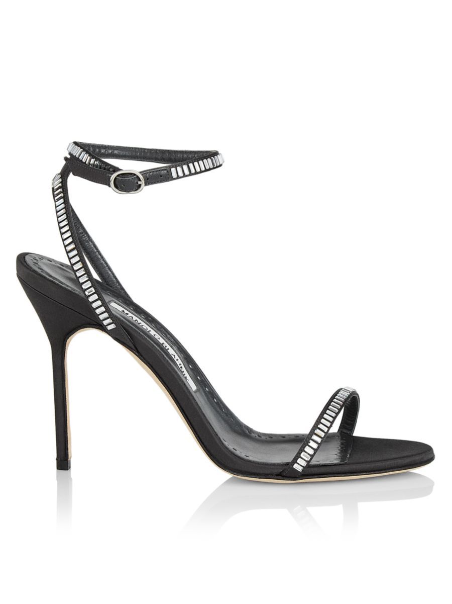 Manolo Blahnik Crinastra 105 Crystal-Embellished Satin Sandals | Saks Fifth Avenue