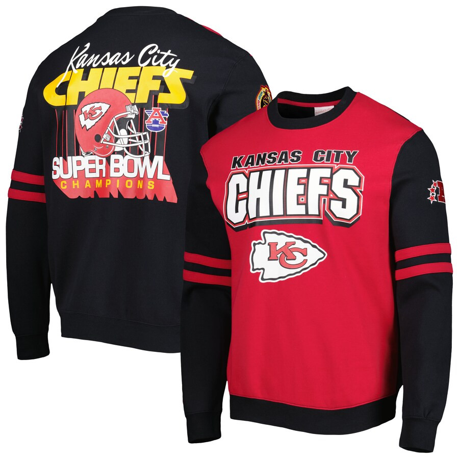 Kansas City Chiefs Mitchell & Ness All Over 2.0 Pullover Sweatshirt - Red | Fanatics