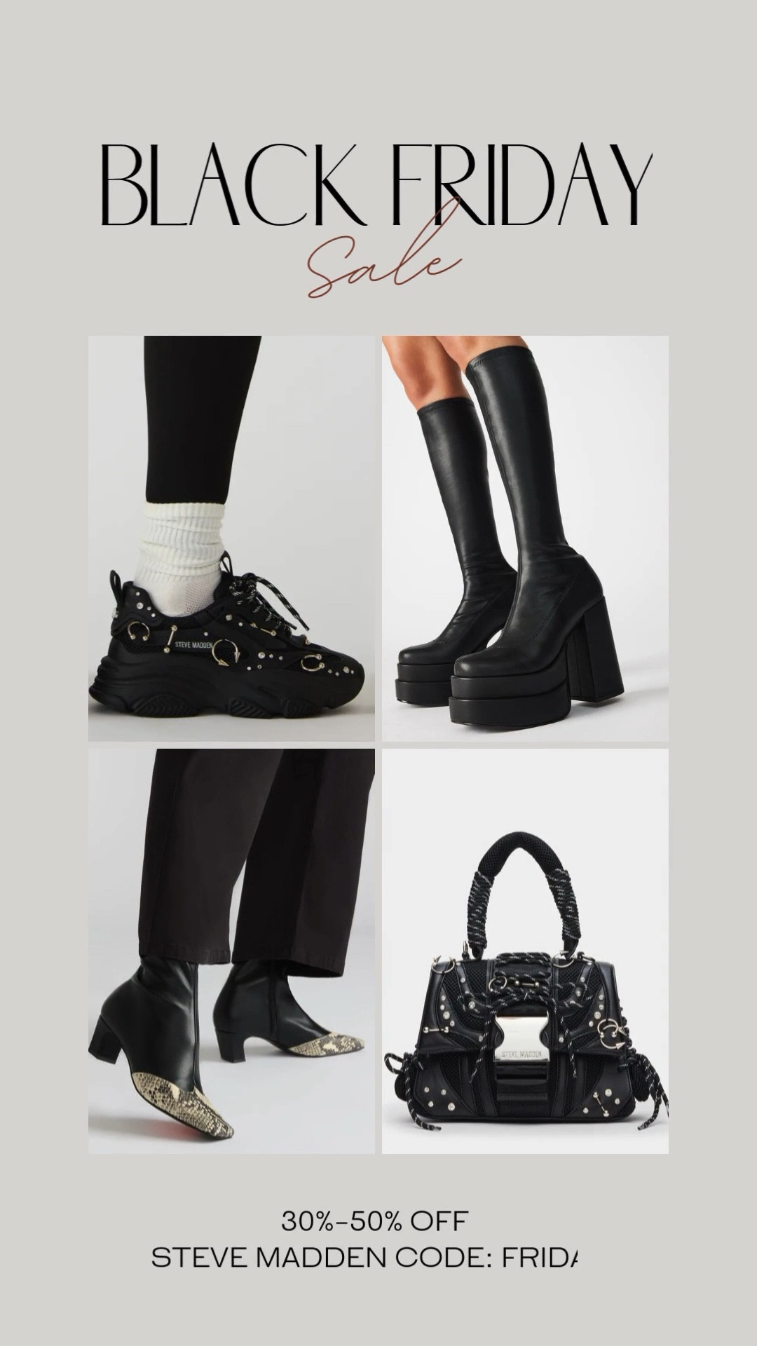 30%-50% Off Steve Madden Sitewide w/ Code: Friday #stevemadden #blackfriday #boots #gothfashion #altfashion 

 

#LTKCyberWeek #LTKGiftGuide #LTKHoliday