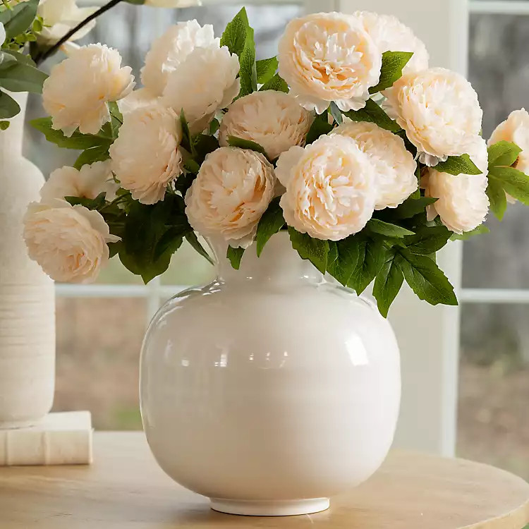 Round Glossy White Metal Vase | Kirklands