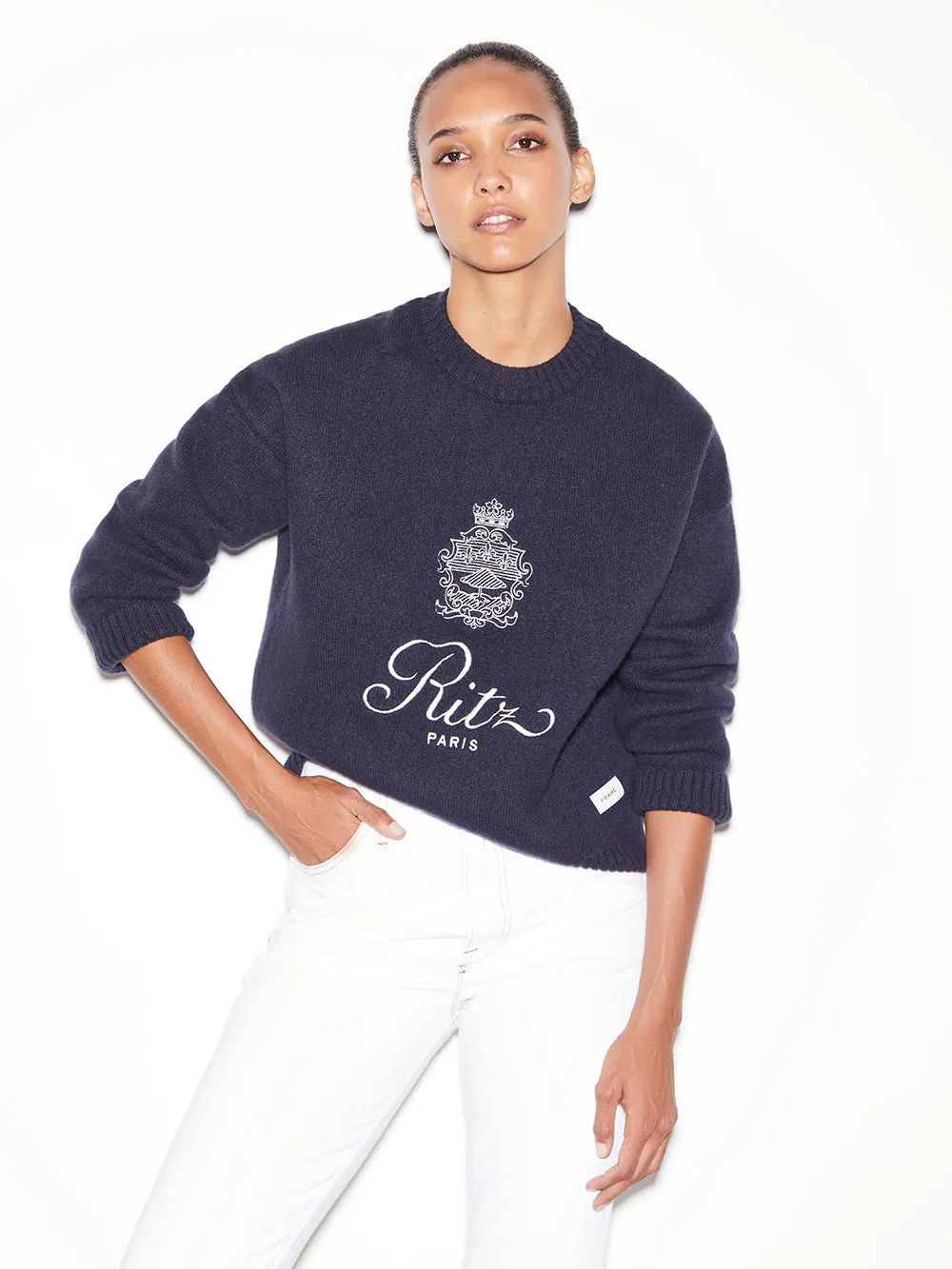 Ritz Women's Crewneck Sweater Navy Multi | Frame Denim