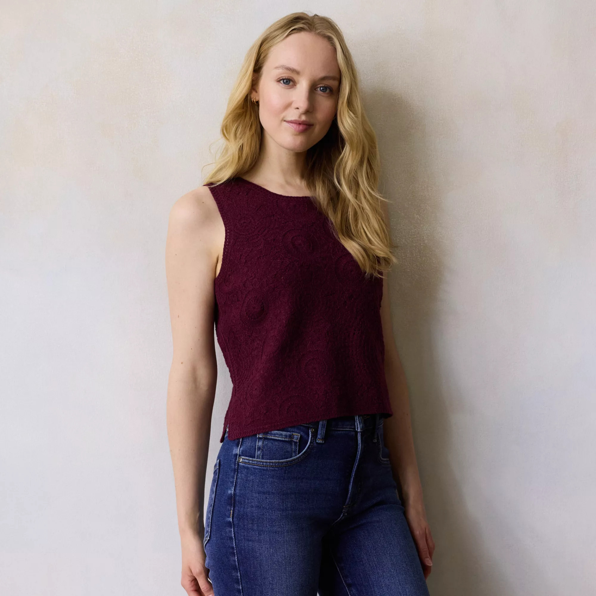 Women's LC Lauren Conrad Crochet Sweater Tank Top | Kohl's