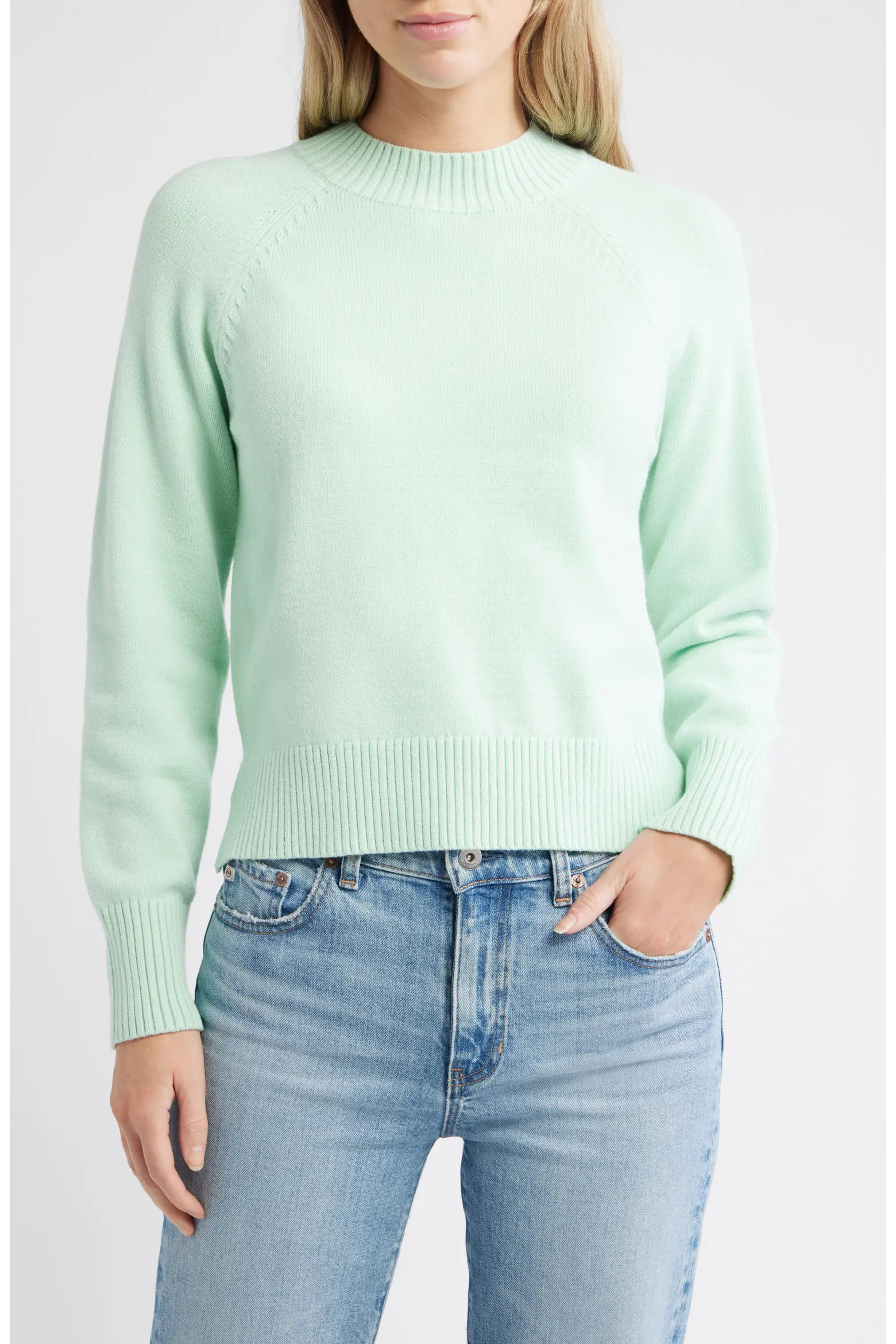 Mock Neck Raglan Sleeve Sweater (Women) | Nordstrom | Nordstrom