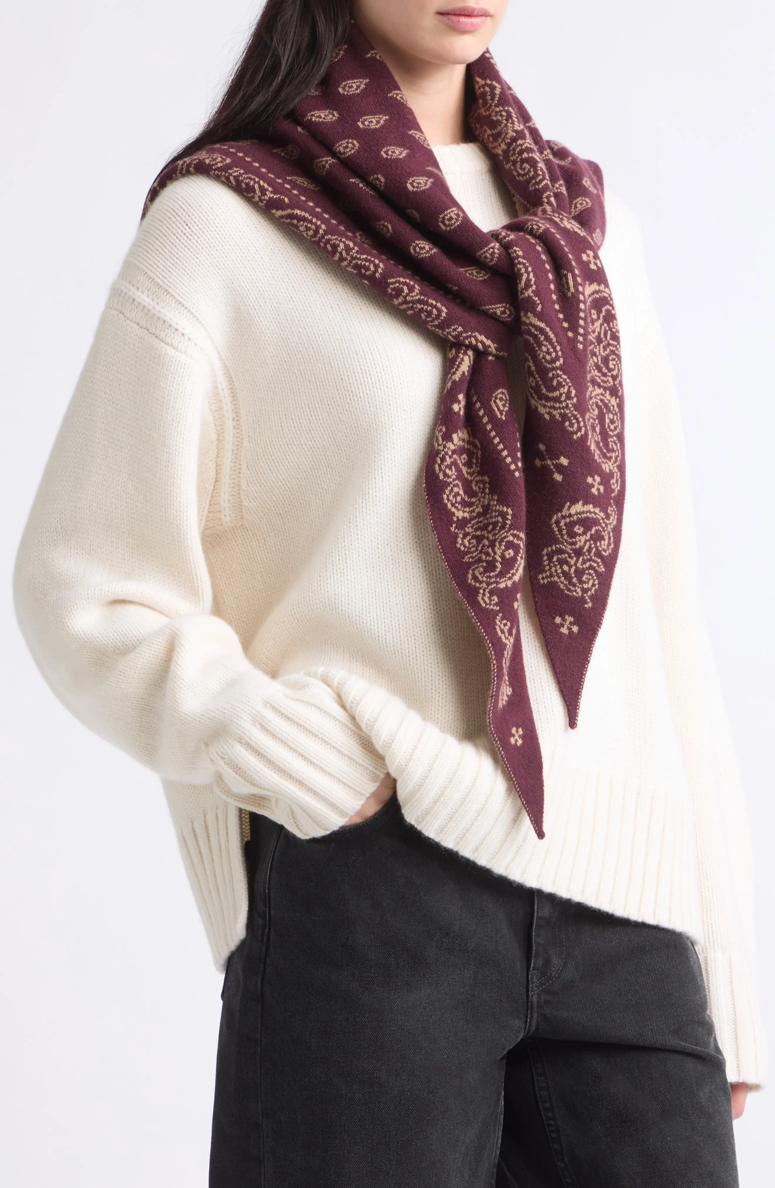 GUEST IN RESIDENCE The Wild Rag Cashmere Scarf in Fig/camel at Nordstrom | Nordstrom