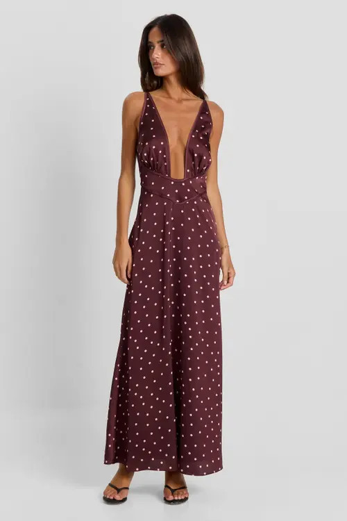 Sasha Therese Cici Maxi Dress in Pink Polkadot at Nordstrom, Size Large | Nordstrom