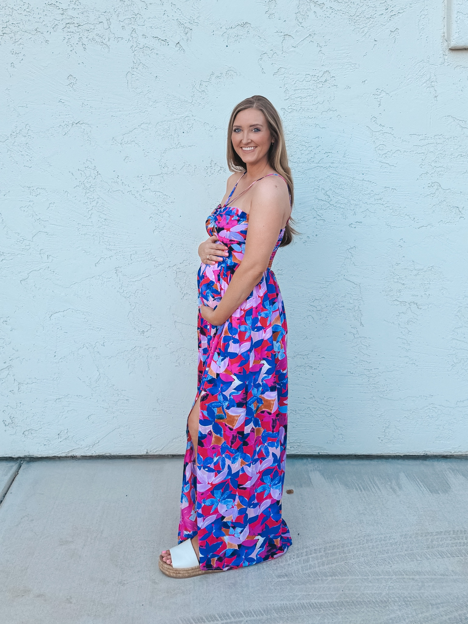 The perfect bump friendly summer tropical maxi dress. Great for a beach vacation, cruise or tropical getaway. Halter top dress, floral summery dress, bump friendly dress for summer pregnancy 🌺💜🌴

#LTKBump #LTKSummerSales #LTKTravel