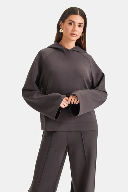 SOFTSMART FLARED SLEEVE HOODIE - COCOA | TALA (UK)