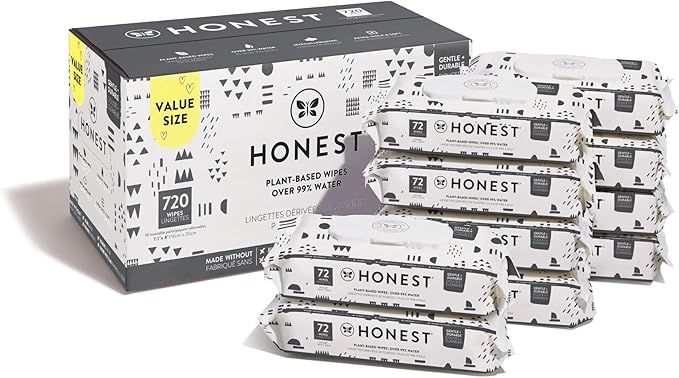 The Honest Company Baby Wipes, Plant-Based, Extra Thick & Durable Wet Wipes, Unscented, 720 Count | Amazon (US)