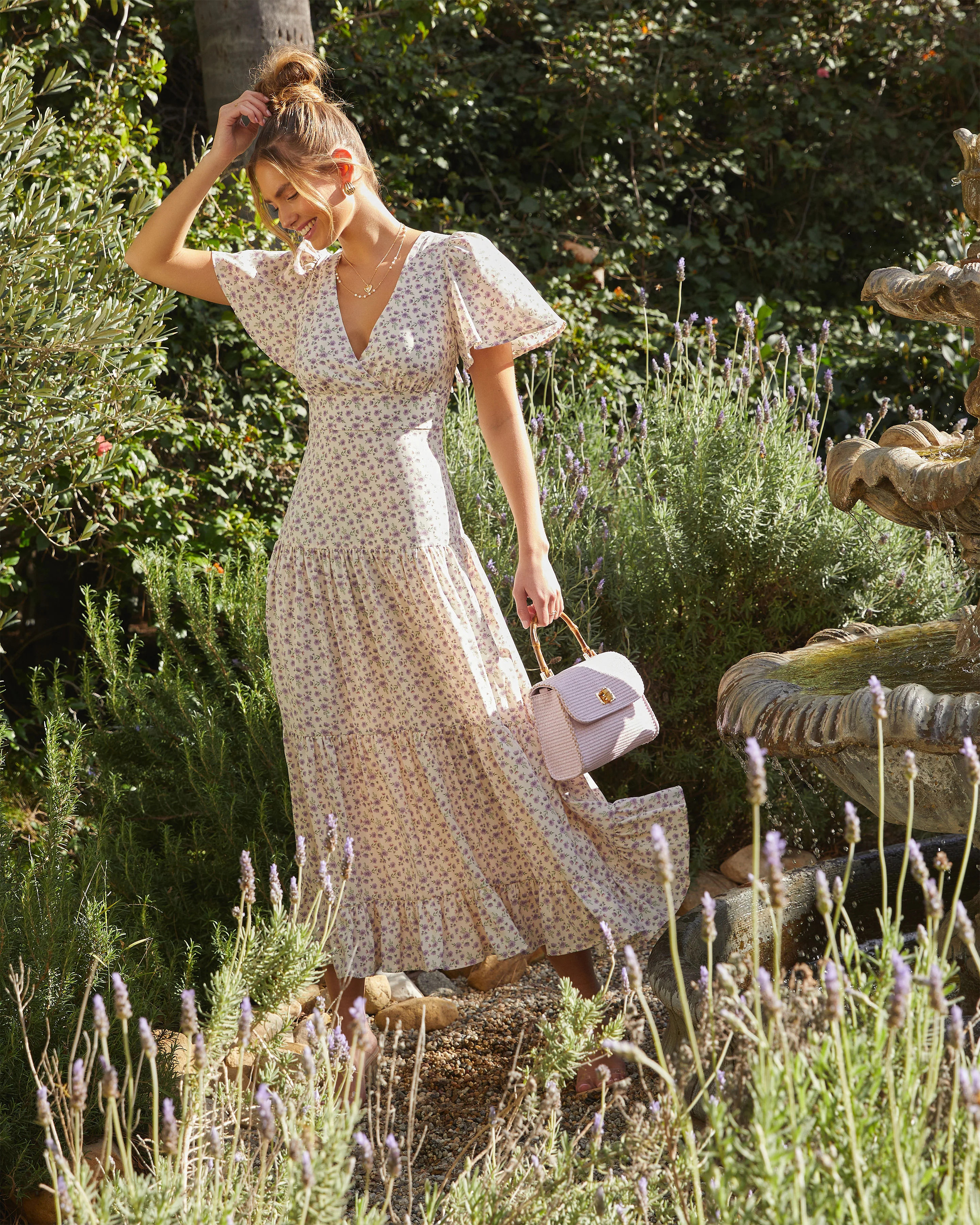 Ashlyn V-Neck Tiered Midi Dress | VICI