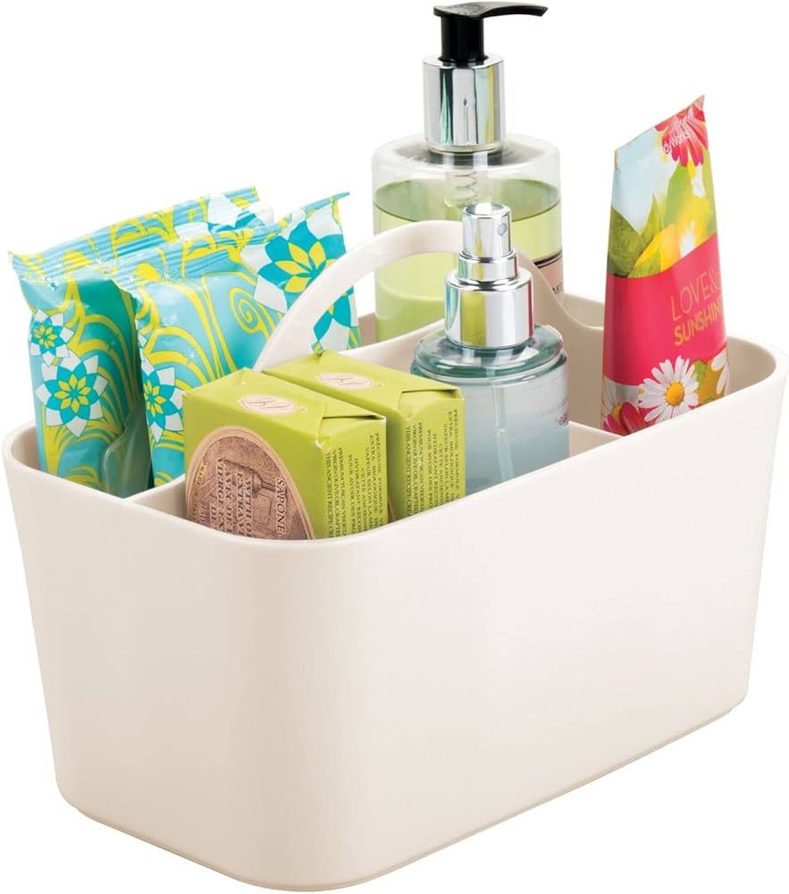 mDesign Small Plastic Shower/Bath Storage Organizer Caddy Tote with Handle for Dorm, Shelf, Cabin... | Amazon (US)