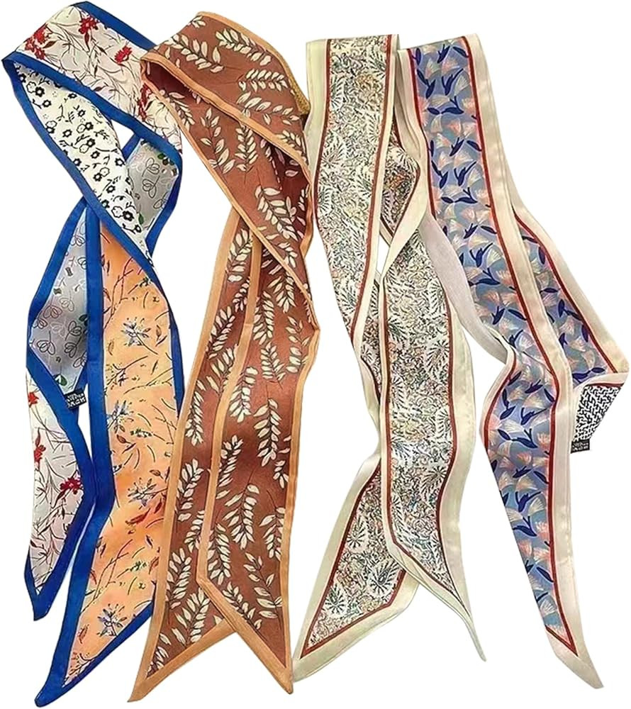 4Pcs Fashion Scarves for Women, Multifunctional Boho Scarves Headbands Satin Scarf for Bag Hair A... | Amazon (US)