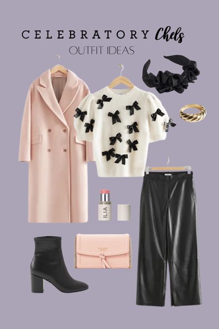 Kate spade crossbody
Ruched headband 
Twisted sphere ring
Bow sweater top
Leather pants 
Ilia lip and cheek stick 
Black boots
Heeled boots
Double-breasted wool coat
Pink coat
Workwear 
Office outfit
Winter outfit
Winter style
Gifts for her 
Clean beauty 

#LTKbeauty #LTKGiftGuide #LTKworkwear