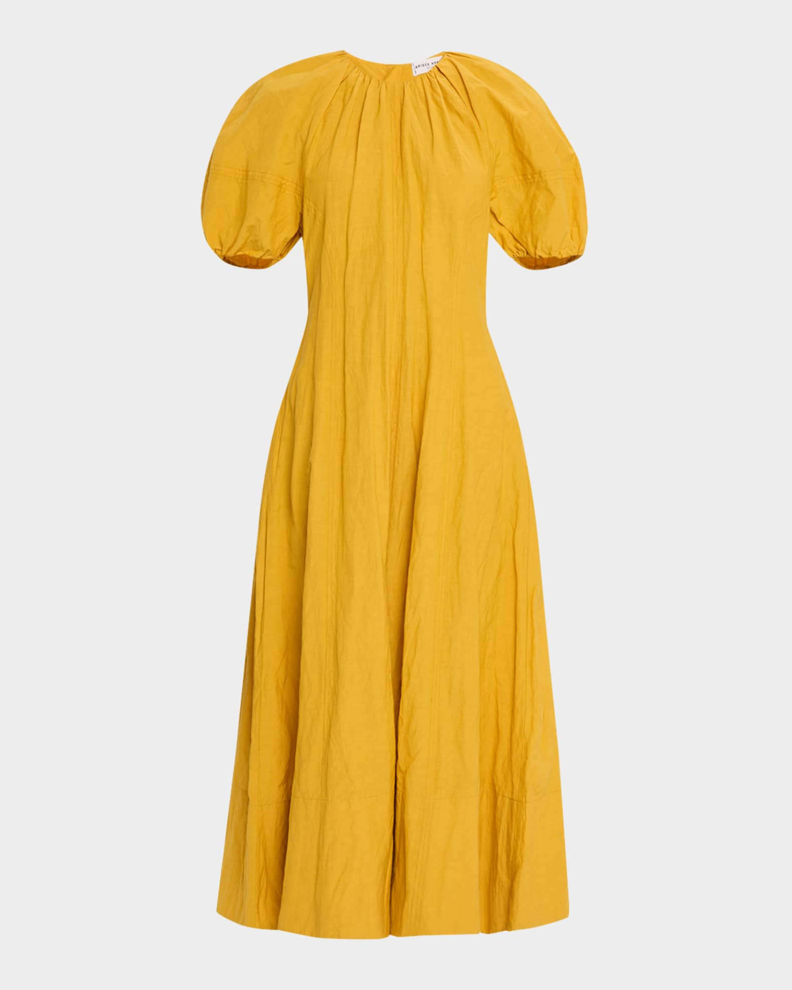 Apiece Apart Antonella Blouson-Sleeve Ruched Maxi Dress | Neiman Marcus