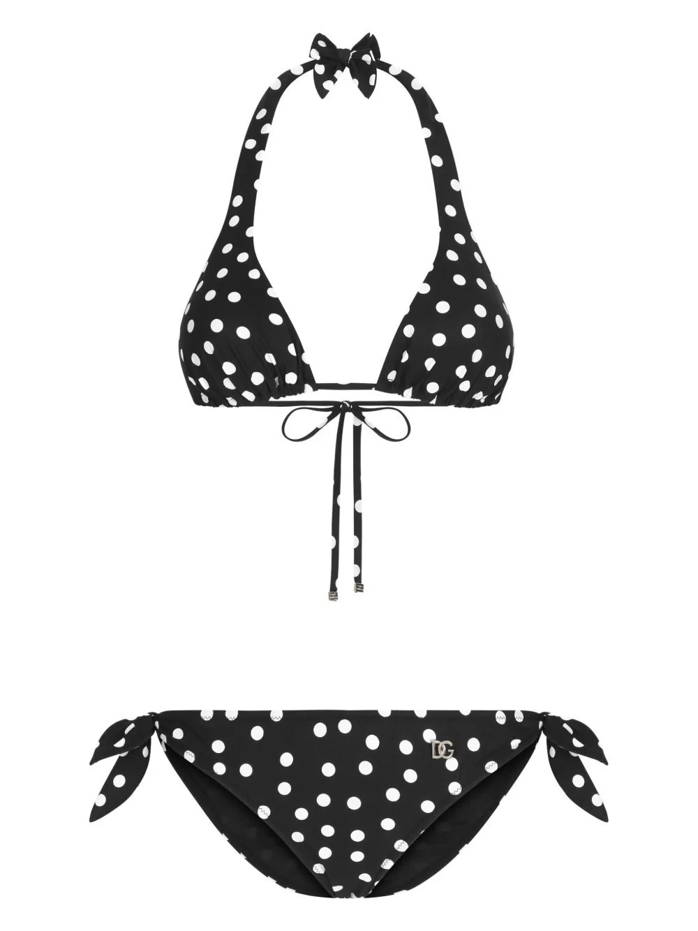 Dolce & Gabbana polka dot-print triangle bikini set - Black | Farfetch Global